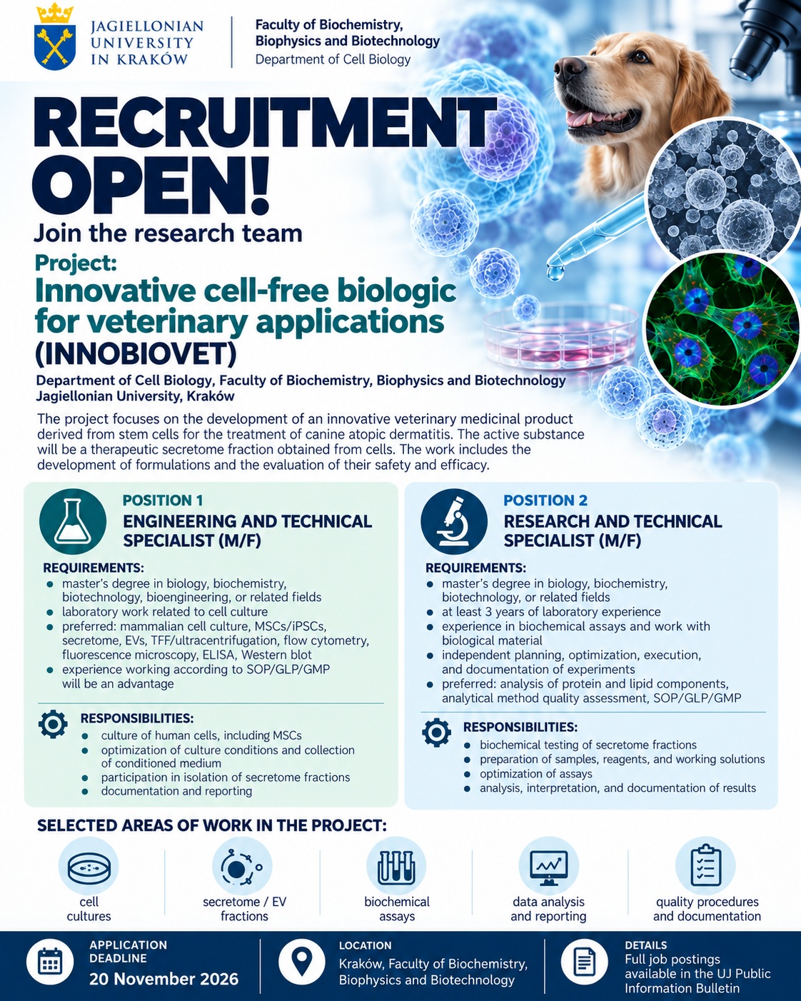 Join the INNOBIOVET project – two positions available at the Department of Cell Biology!!!!